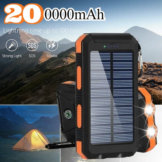 200000mAh Solar Power Bank Fast Charger – Portable External Battery