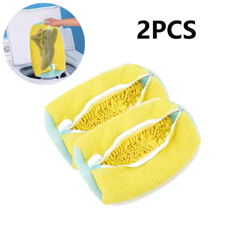2PCS Chenille Shoe Laundry Bags – Non-Abrasive Mesh Protectors with Zipper
